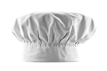 White chef's hat,  full view,  isolated on black