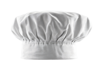 White chef's hat,  full view,  isolated on black