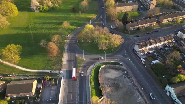Aerial view of Abbey Wood, London, UK. Drone shot