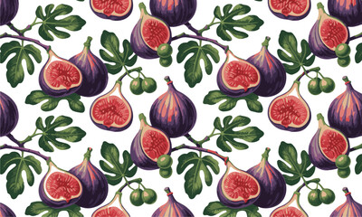 Fig Fruit Pattern Vector Illustration for Food, Health, and Nature Themes