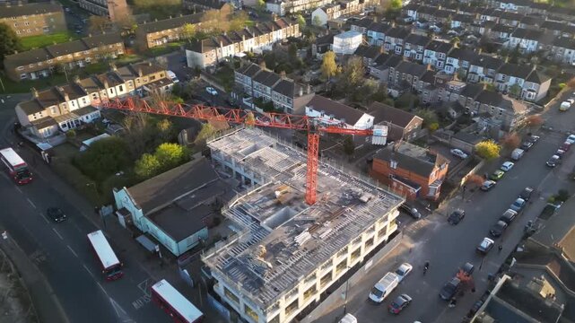Aerial view of Abbey Wood, London, UK. Drone shot