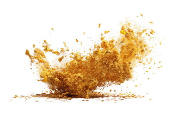 Golden liquid explosion on black background