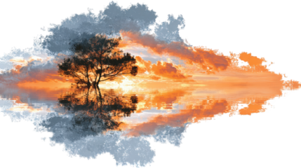 Reflected sunset in a cloud