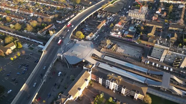 Aerial view of Abbey Wood, London, UK. Drone shot