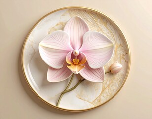 Modern decorative piece of an orchid sculpted with porcelain texture