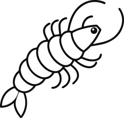 Obraz premium grilled shrimp outline vector illustration line art