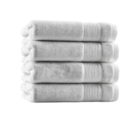 Stack of five folded white towels