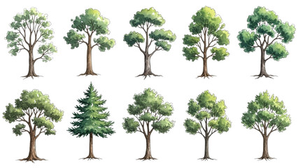 Watercolor Tree Side View | Botanical Illustration for Landscape, Garden, and Architectural Drawings