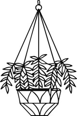 hanging plant outline vector illustration line art