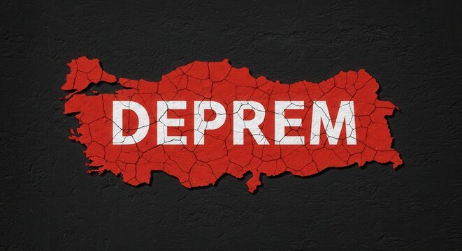 Turkey Earthquake: A graphic representation of Turkey, marked with the word DEPREM, symbolizes the devastating earthquake that has struck the region.