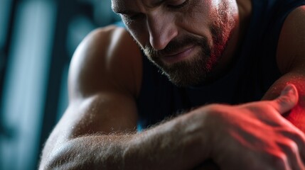  A person experiencing acute or chronic body pain, painful area with a glowing red hotspot, conceptual image for pain, injury, or inflammation. Pain relief and treatment, Generic health problem