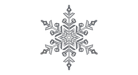 Detailed Gray Snowflake with Intricate Six-Pointed Design.