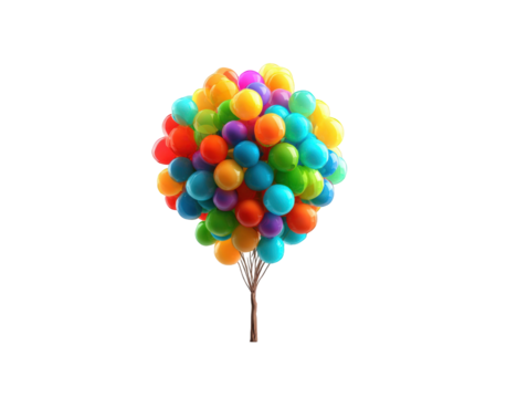 Colorful balloon cluster on a dark background
