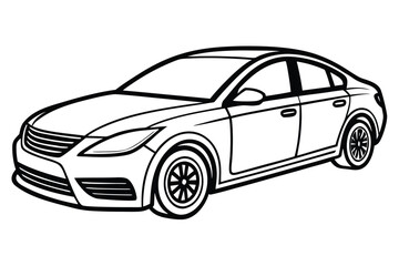 Car line art drawing, outline car Design, car coloring page