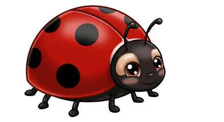 Obraz premium Ladybug in Bloom: A close-up, digitally crafted illustration of a cute ladybug with its vibrant red and black spots.
