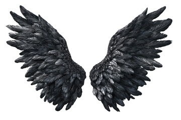 Obraz premium Dark, detailed wings, spread wide, appear almost metallic, in deep grey-black