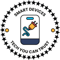 A smart device logo with a plug and a star