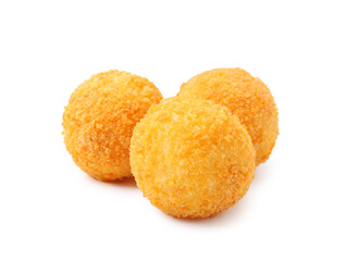 Delicious fried croquette balls isolated on white