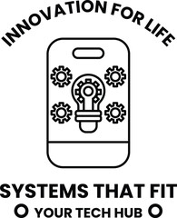 A black and white image of a light bulb with a bunch of gears around it