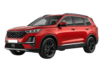Red SUV Car Isolated Automotive Vehicle on Transparent Background