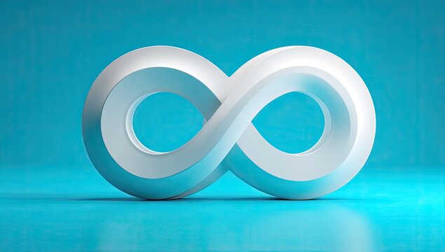 White infinity symbol on teal background