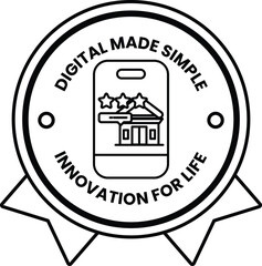 A black and white logo for digital made simple innovation for life
