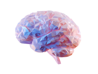 Low poly brain illustration isolated on blue BG