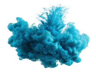 Abstract swirling teal ink explosion