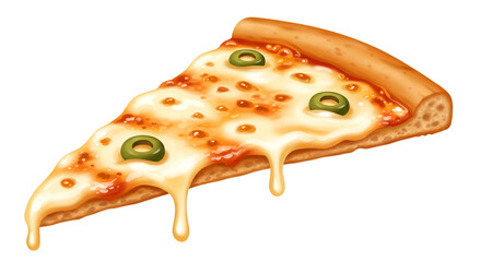 Delicious Slice of Pizza: A mouthwatering slice of pizza with melted cheese and olives