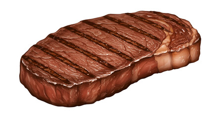 Grill Steak Delight: A juicy, perfectly grilled steak with delicious grill marks. Ready to be enjoyed, showcasing its mouthwatering appeal and culinary artistry.