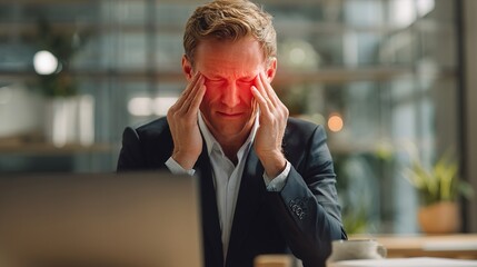 Healthcare concept showing a person experiencing acute or chronic body pain, painful area with a glowing red hotspot, conceptual image for pain, injury, or inflammation. Pain relief and treatment