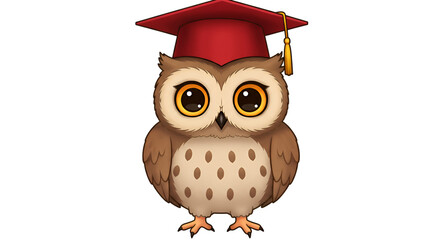 Scholar Owl: An adorable owl wearing a graduation cap, representing wisdom and academic achievement. Perfect for education, learning, and graduation themes.