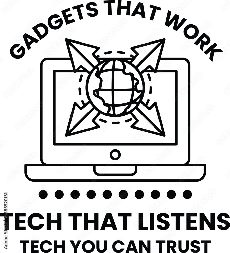 Wall mural a laptop with a globe on it and the words 