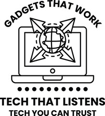 A laptop with a globe on it and the words 