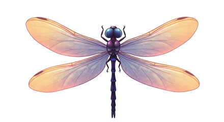 Dragonfly in Detail: A meticulously rendered illustration showcases a dragonfly, its delicate wings spread wide, highlighting the intricate beauty of nature's tiny marvel.