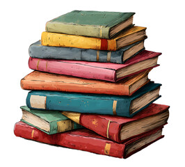 Fototapeta premium Stack of Books Colored Hand Drawn Illustration