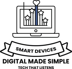 A laptop with a blue line and stars on it