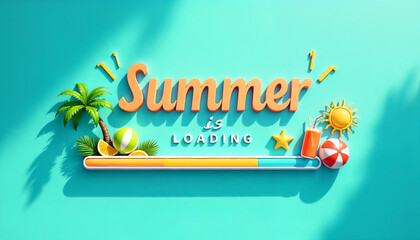 A playful and vibrant summer-themed illustration with the phrase &ldquo;Summer is Loading&rdquo;