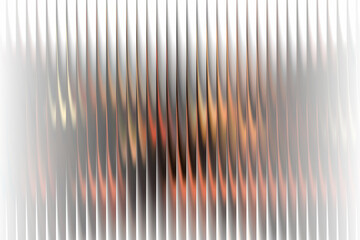 Abstract blurred glowing orange red background with vertical striped white texture overlay, futuristic minimal wallpaper and creative digital art backdrop