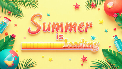 A playful and vibrant summer-themed illustration with the phrase &ldquo;Summer is Loading&rdquo;
