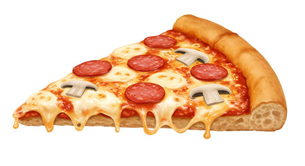 Slice of Pizza: A mouthwatering slice of pizza, with its delectable combination of melted cheese, savory pepperoni, and fresh mushroom, a culinary delight