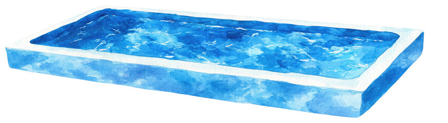 Rectangular blue spa with white trim