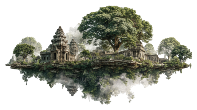 Ancient ruins on a mystical floating island