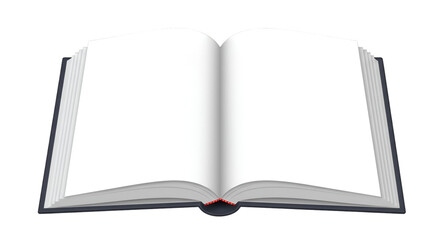 Open Book: A high-angle shot captures an open book with clean, blank pages, inviting readers to begin a literary journey, with a strong focus on space for information and narrative.