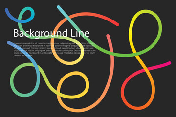 Abstract Color Vibrant background with colorful wavy gradient line Pattern. 3D Gradient Waves Pattern on a Black Background. Vector Swirl Rainbow Ribbons. Fluid Graphics Element Design