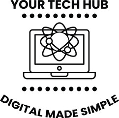 A black and white image of a laptop with a white background