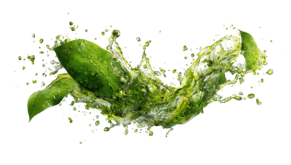 Fresh green fruit exploding in a vibrant splash