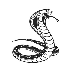 Fototapeta premium Majestic Cobra A Striking Black and White Silhouette Illustration