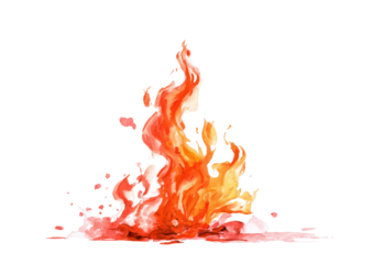 Fiery flames erupting, splashing color