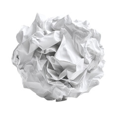 Crumpled white paper ball.  Close-up, isolated